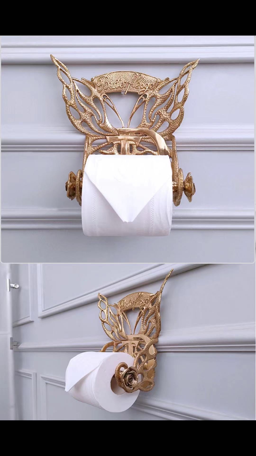 Gold Butterfly Toilet Paper Holder Rack - 4 Seasons Home Gadgets