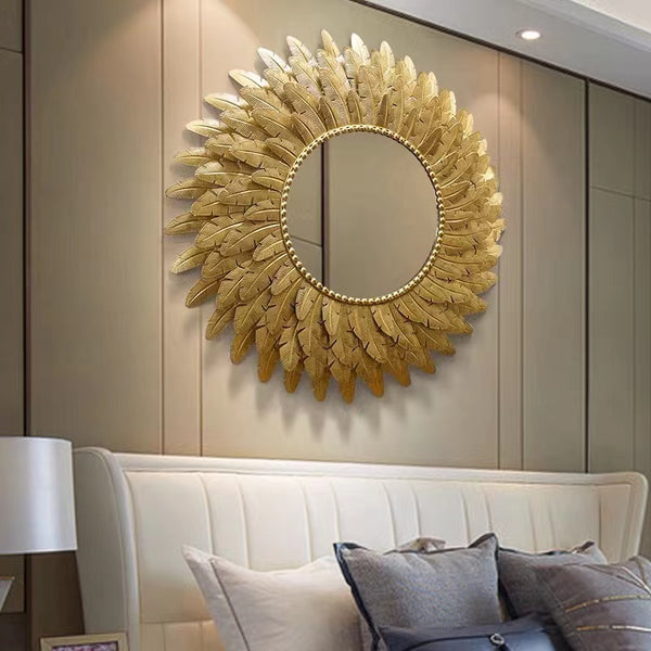 Gold Foil Leaf Accent Mirror - 4 Seasons Home Gadgets