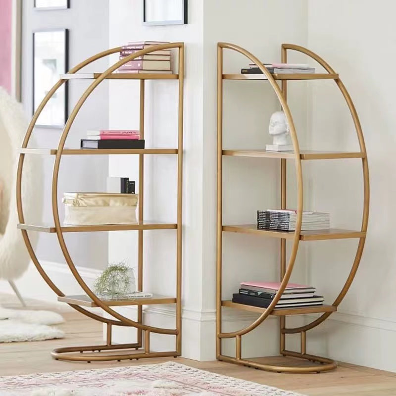 Gold Metal Half Moon Bookcase - 4 Seasons Home Gadgets