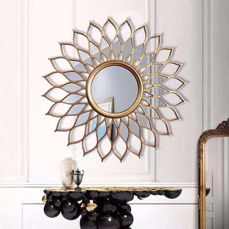 Gold Round Lotus Mirror - 4 Seasons Home Gadgets