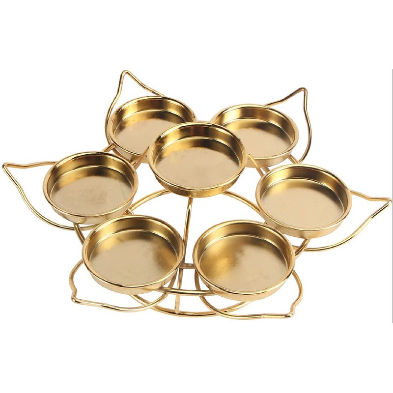 Golden Tealight Candle Stand 7 Cups Set - 4 Seasons Home Gadgets