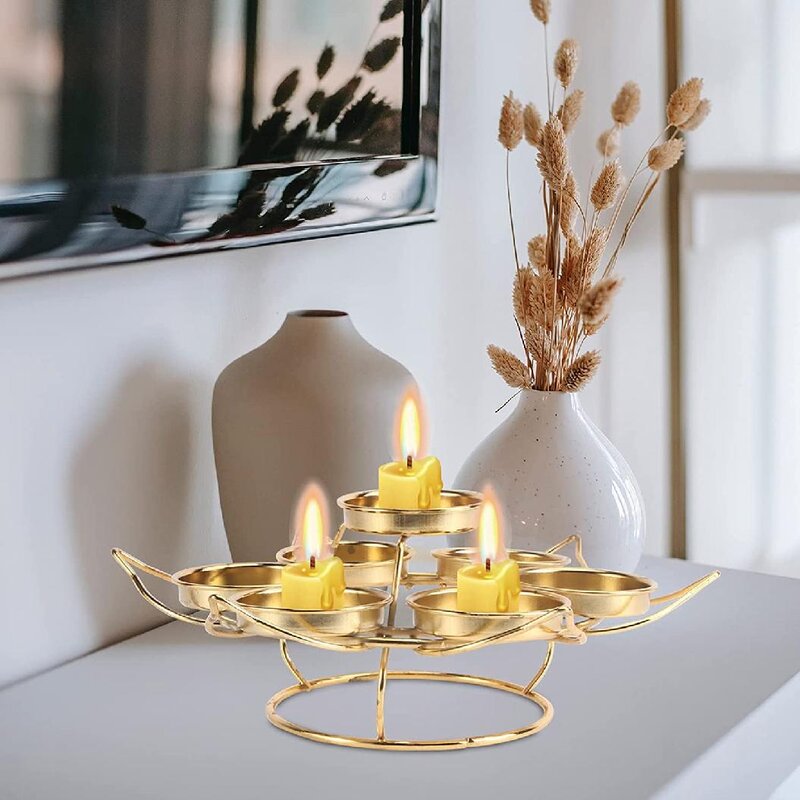 Golden Tealight Candle Stand 7 Cups Set - 4 Seasons Home Gadgets