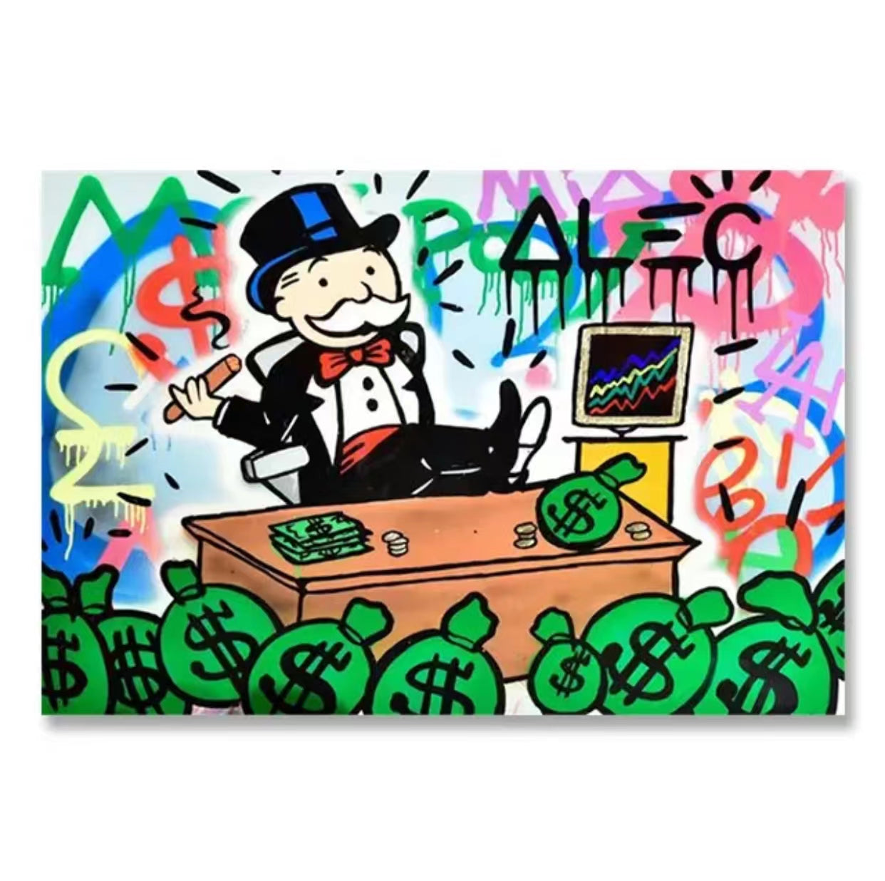 Graffiti Alec Monopoly Millionaire Money Street Art Canvas Print 1 - 4 Seasons Home Gadgets