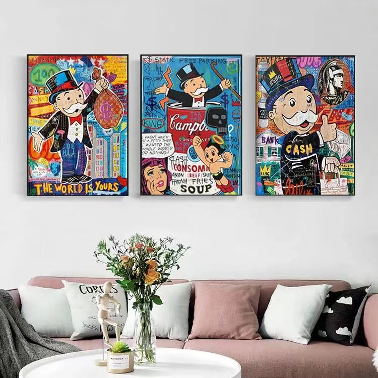 Graffiti Alec Monopoly Millionaire Money Street Art Canvas Print 2 - 4 Seasons Home Gadgets