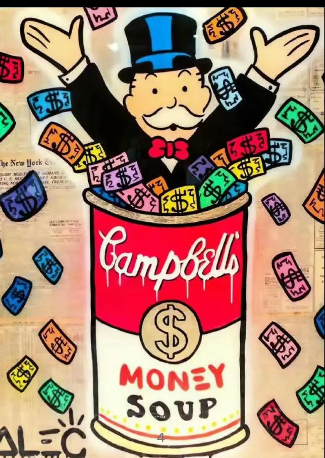 Graffiti Alec Monopoly Millionaire Money Street Art Canvas Print 2 - 4 Seasons Home Gadgets