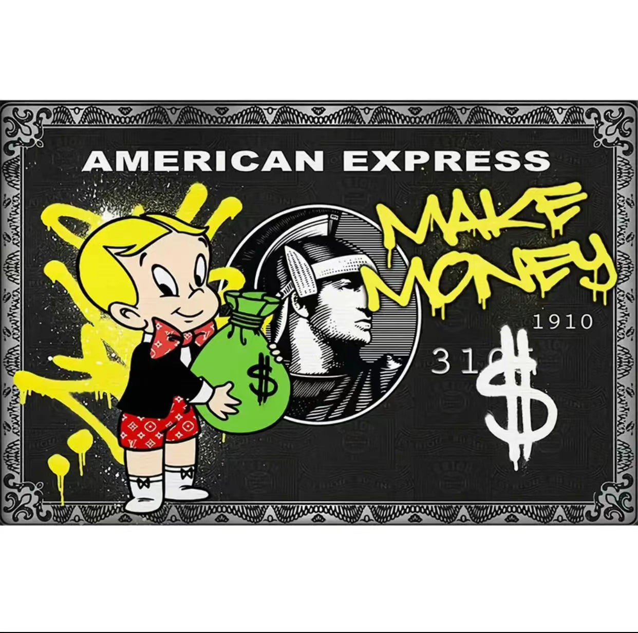 Graffiti Alec Monopoly Millionaire Money Street Art Canvas Print 1 - 4 Seasons Home Gadgets