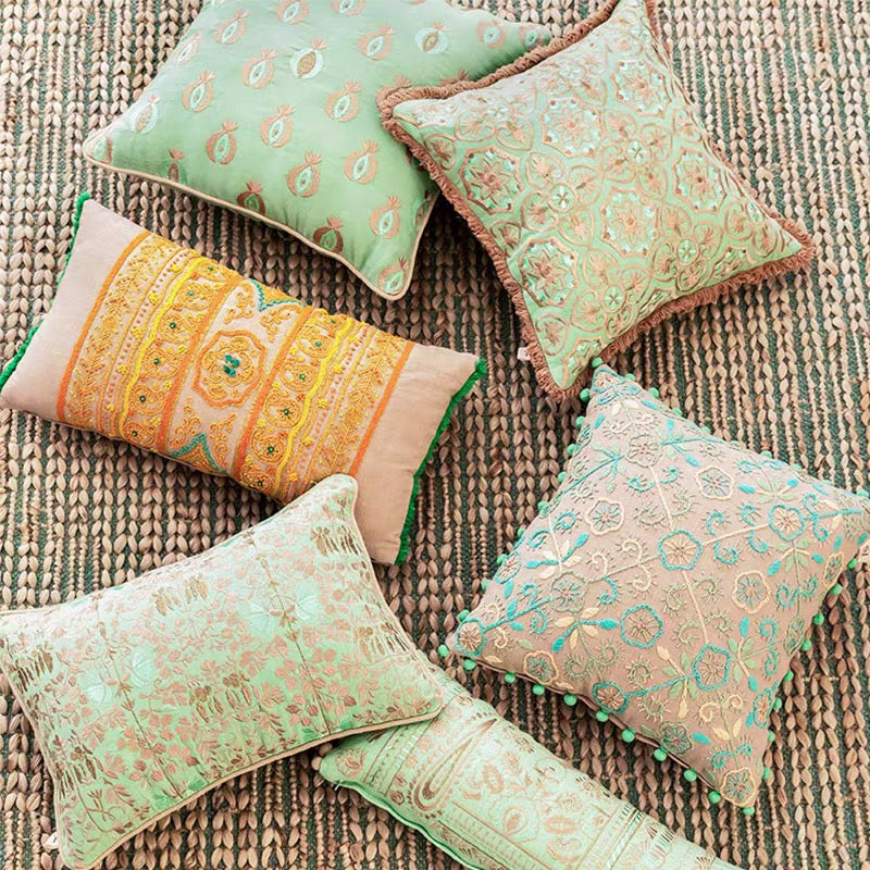 Greenery Cotton Geometric Throw Pillow Cover Cushion - 4 Seasons Home Gadgets