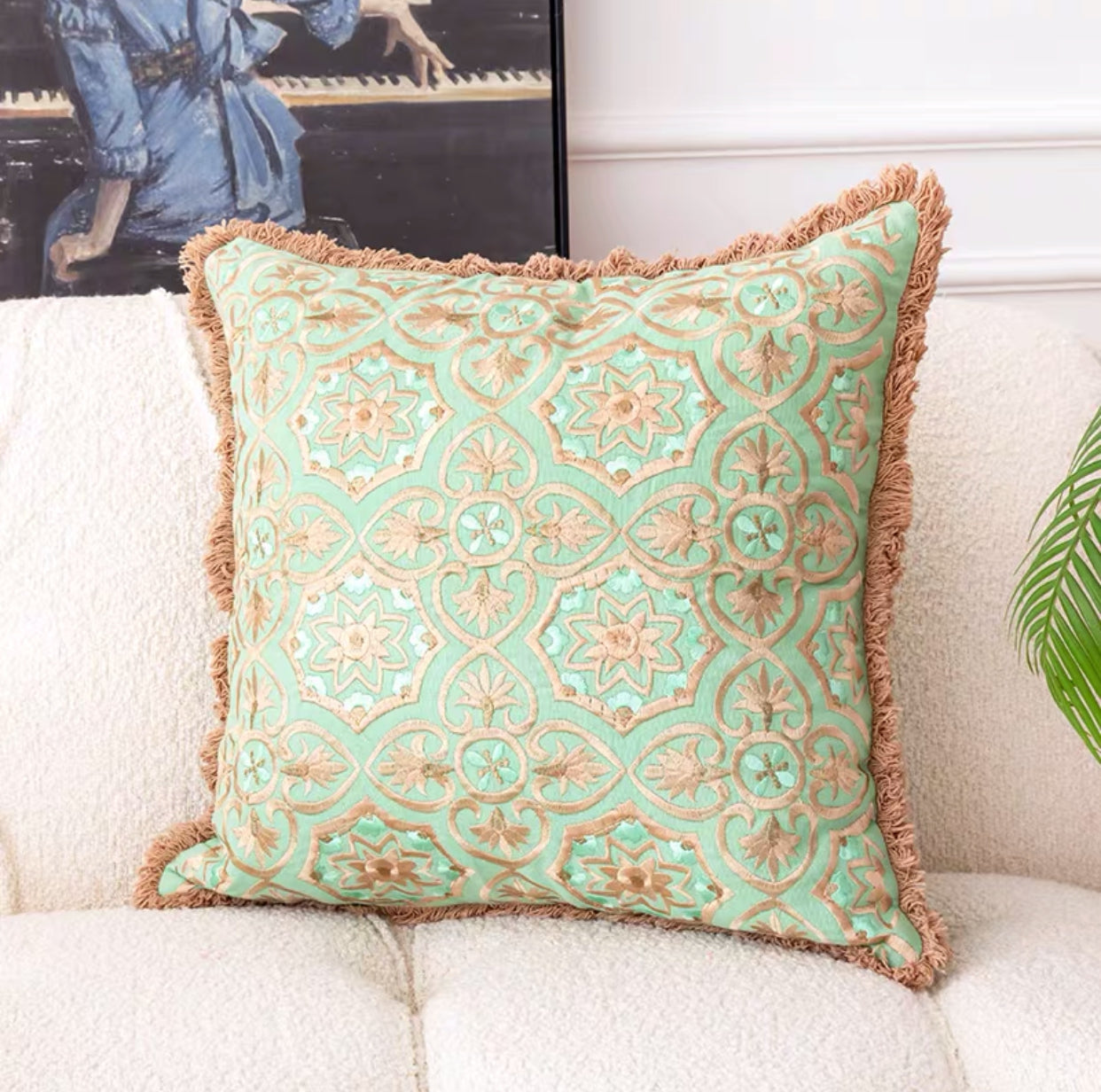 Greenery Cotton Geometric Throw Pillow Cover Cushion - 4 Seasons Home Gadgets