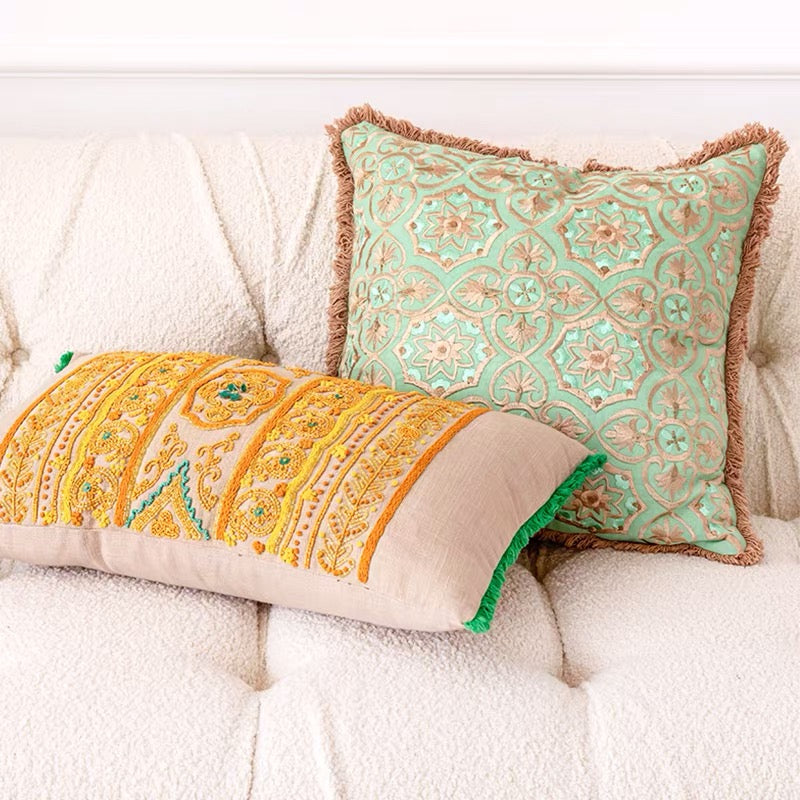 Greenery Cotton Geometric Throw Pillow Cover Cushion - 4 Seasons Home Gadgets