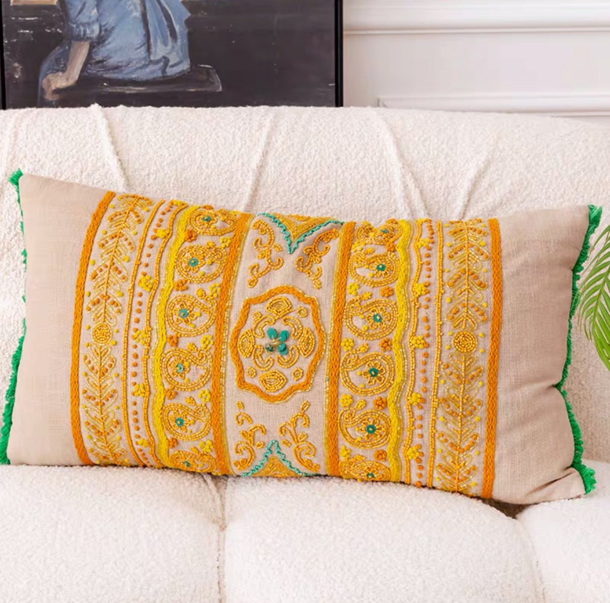 Greenery Cotton Geometric Throw Pillow Cover Cushion - 4 Seasons Home Gadgets