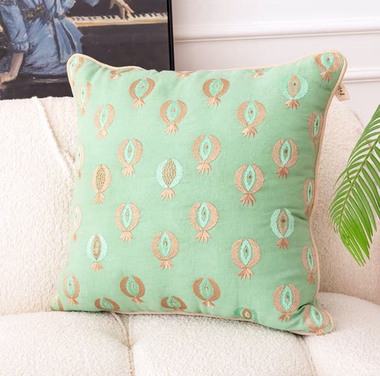 Greenery Cotton Geometric Throw Pillow Cover Cushion - 4 Seasons Home Gadgets