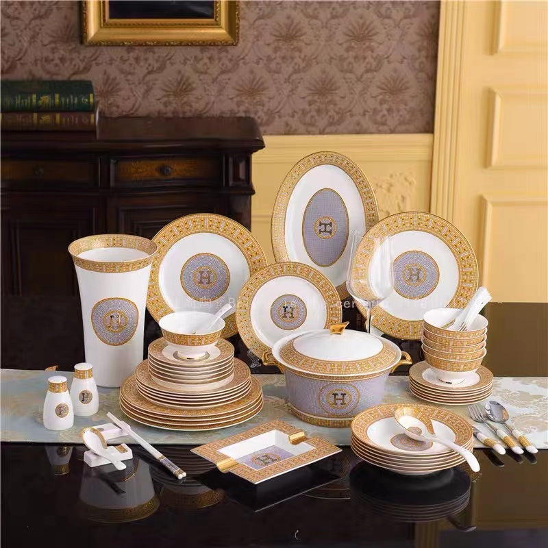 H Collection Dinnerware Fine China Ceramic Teacup Set of 58 Pieces - 4 Seasons Home Gadgets