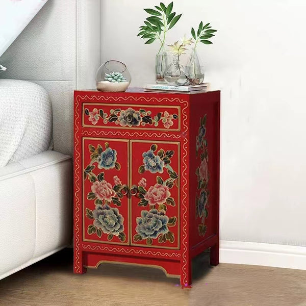 Hand Painted Floral Drawer Nightstand - 4 Seasons Home Gadgets