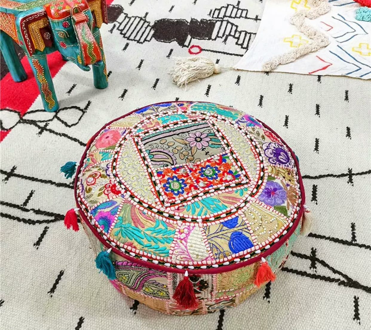 Handmade Cotton Patchwork Pouf - 4 Seasons Home Gadgets