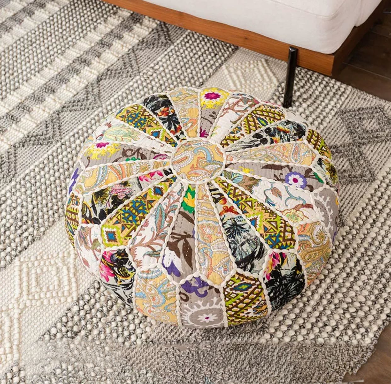 Handmade Cotton Patchwork Pouf - 4 Seasons Home Gadgets