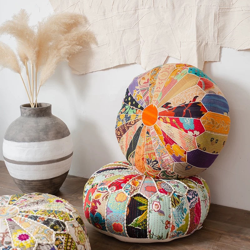 Handmade Cotton Patchwork Pouf - 4 Seasons Home Gadgets