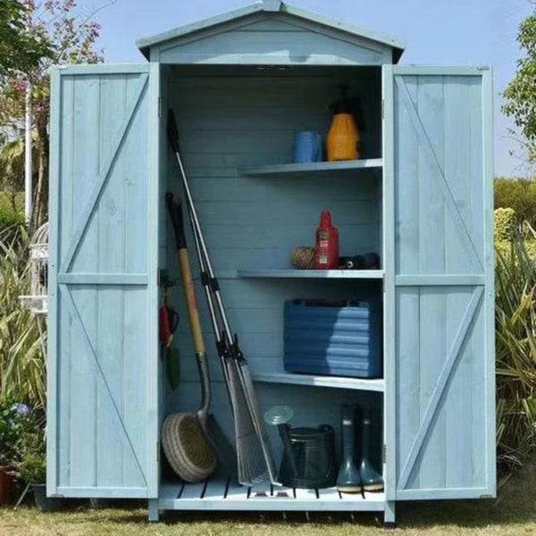 Solid Wood Vertical Tool Shed - 4 Seasons Home Gadgets
