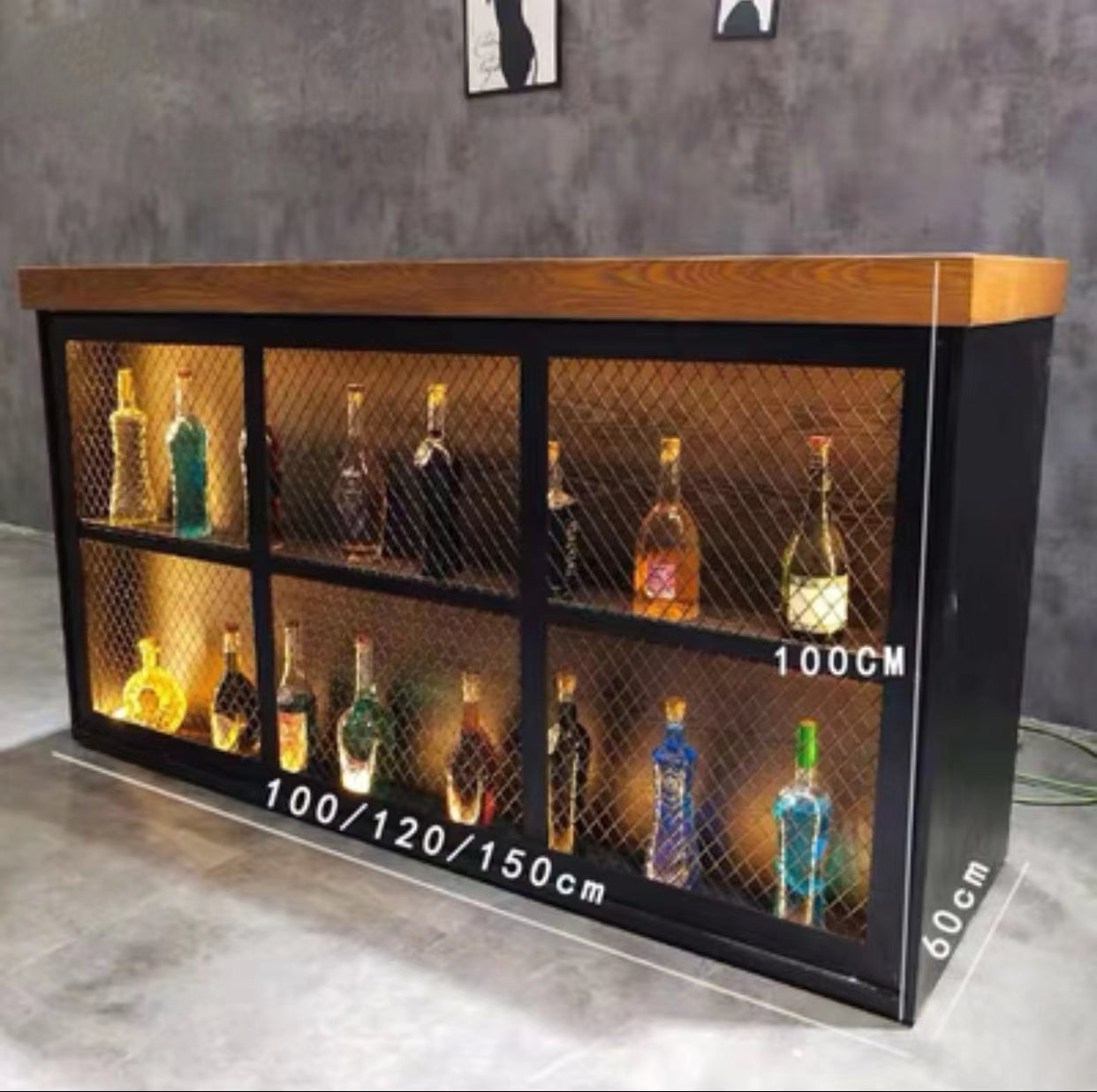 Industrial Wine  Bar Cabinet - 4 Seasons Home Gadgets