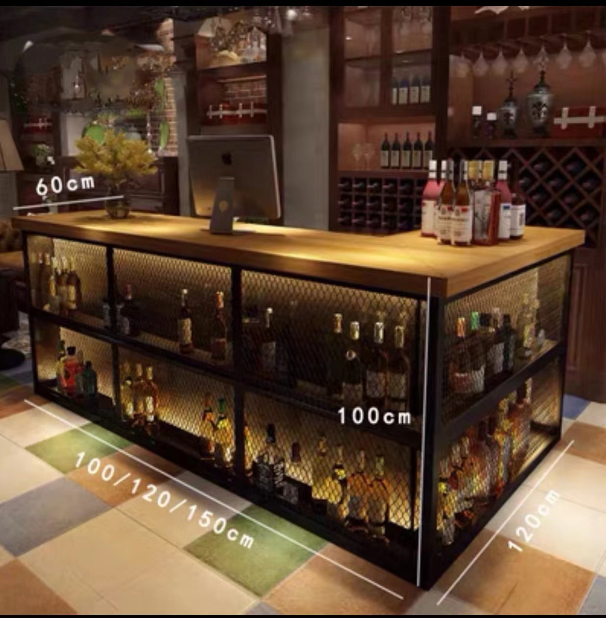 Industrial Wine  Bar Cabinet - 4 Seasons Home Gadgets