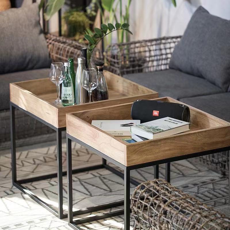 Industrial Wood Metal End Table - 4 Seasons Home Gadgets