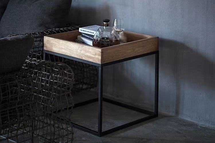 Industrial Wood Metal End Table - 4 Seasons Home Gadgets