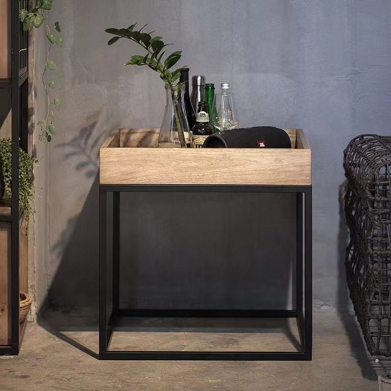 Industrial Wood Metal End Table - 4 Seasons Home Gadgets