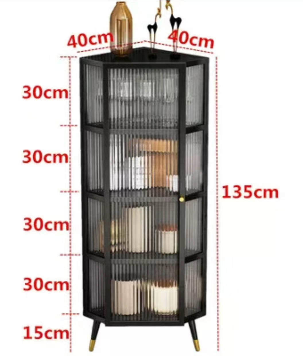 Iron Corner Glass Cabinet - 4 Seasons Home Gadgets