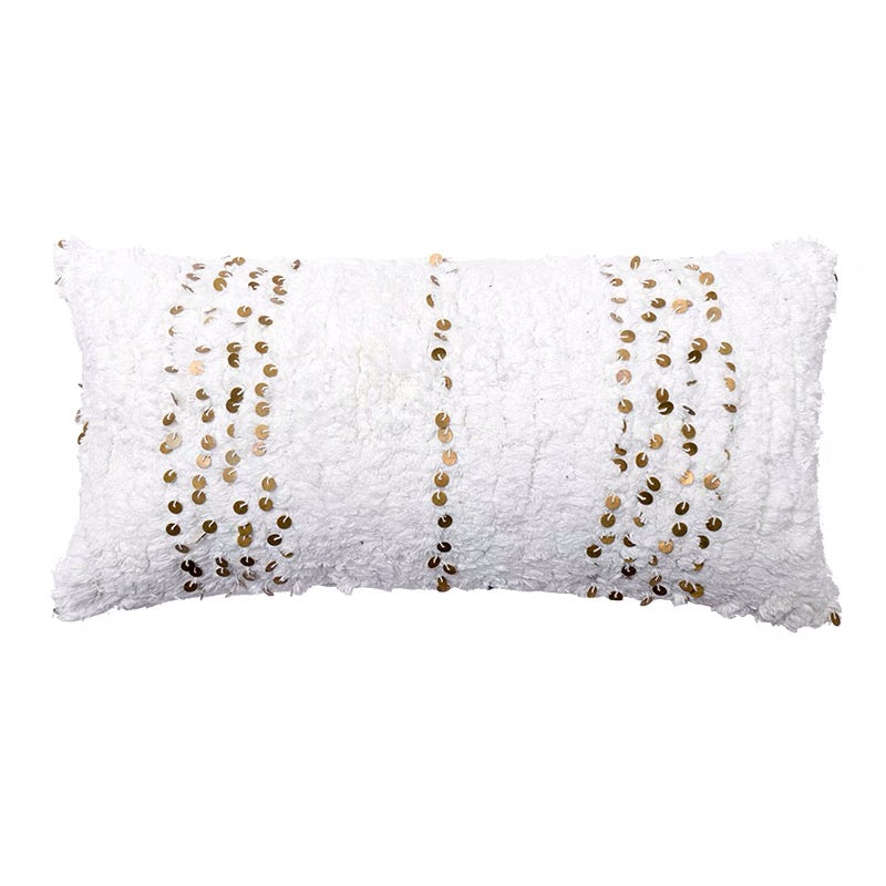 Ivory Silver Chevron Sequined Pillow Cushion - 4 Seasons Home Gadgets