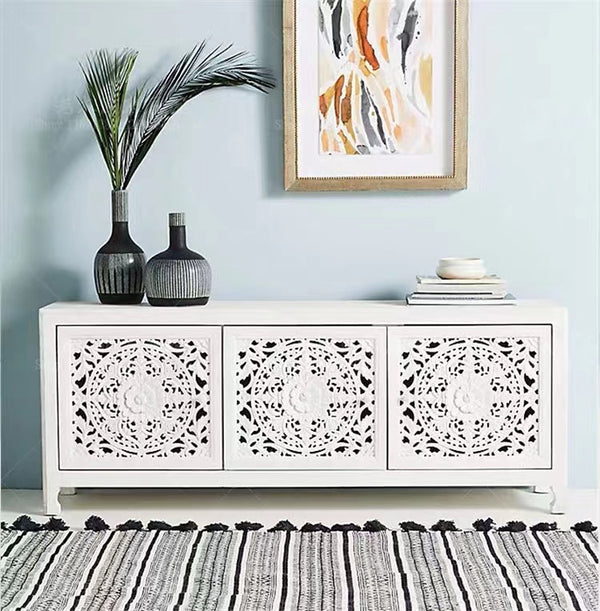 Josiah Solid Wood Wide Server Sideboard - 4 Seasons Home Gadgets