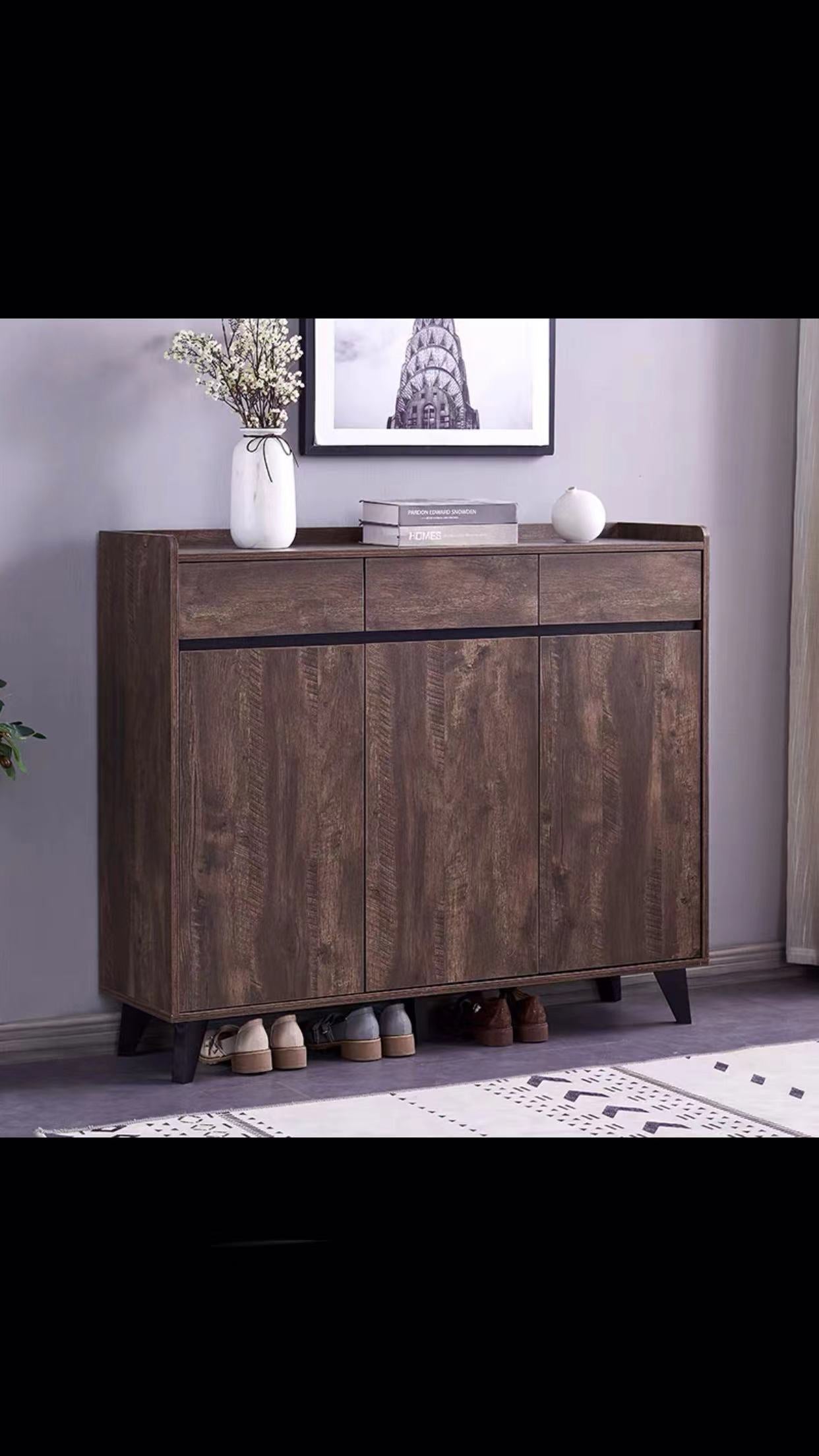 Kellner Walnut Brown Manufactured Wood Shoe Storage Cabinet - 4 Seasons Home Gadgets