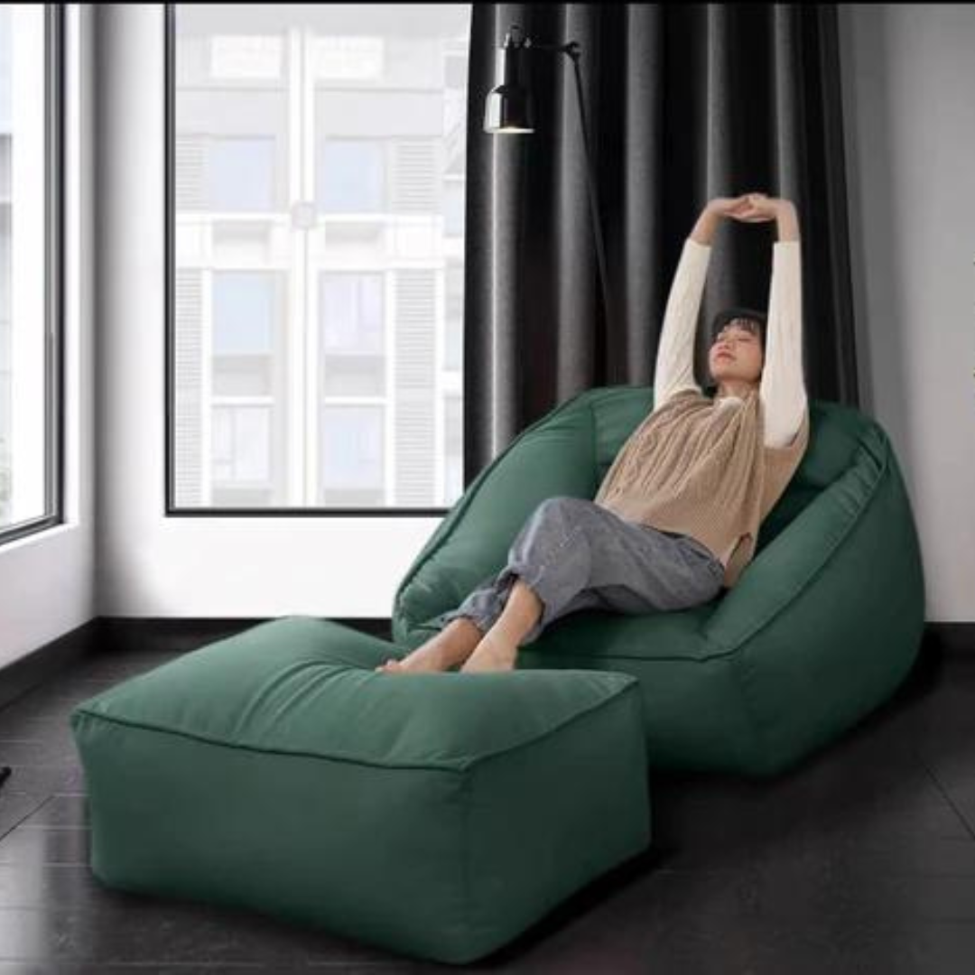 Large Bean Bag Lounger with Ottoman - 4 Seasons Home Gadgets