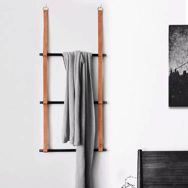 Leather Ladder Hanging Shelf Organizer Rack - 4 Seasons Home Gadgets