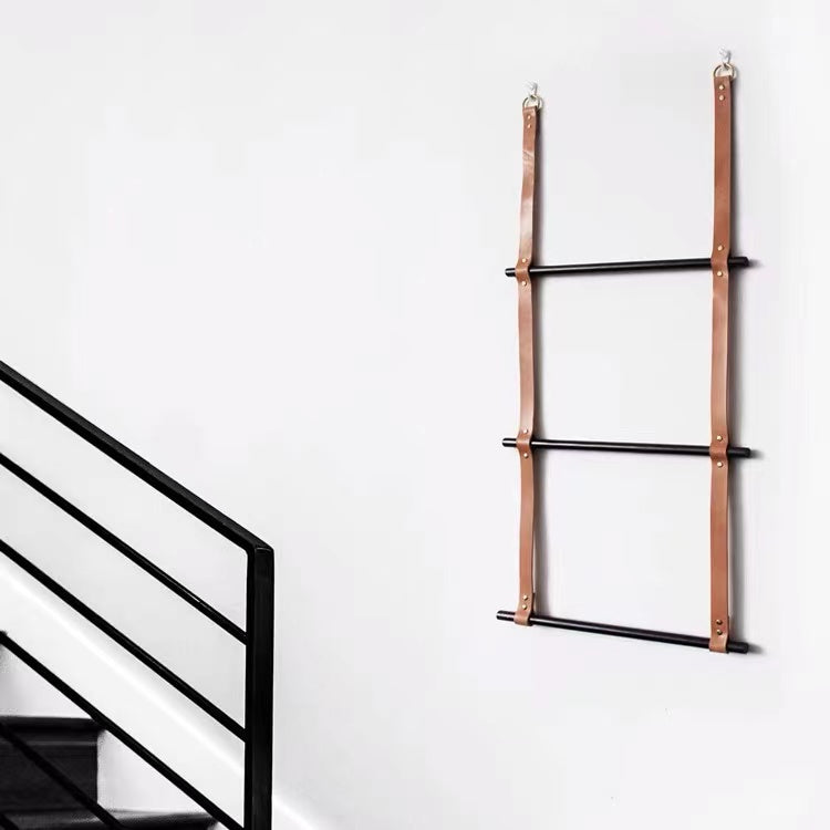 Leather Ladder Hanging Shelf Organizer Rack - 4 Seasons Home Gadgets