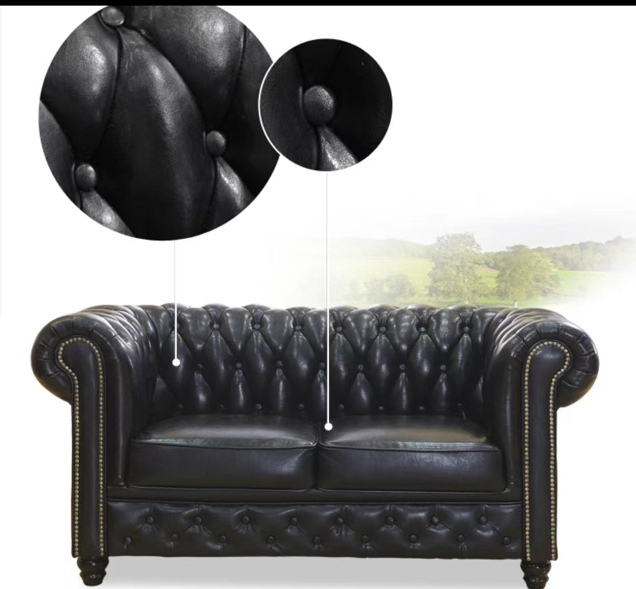 Leather Rolled Arm Sofa - 4 Seasons Home Gadgets