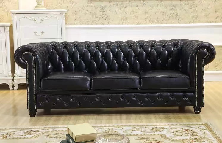 Leather Rolled Arm Sofa - 4 Seasons Home Gadgets