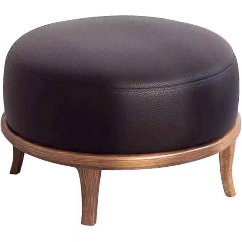 Leather Seating Solid Ash Wood Utility Stool - 4 Seasons Home Gadgets