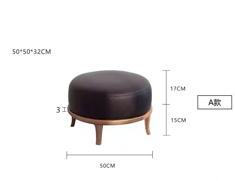 Leather Seating Solid Ash Wood Utility Stool - 4 Seasons Home Gadgets