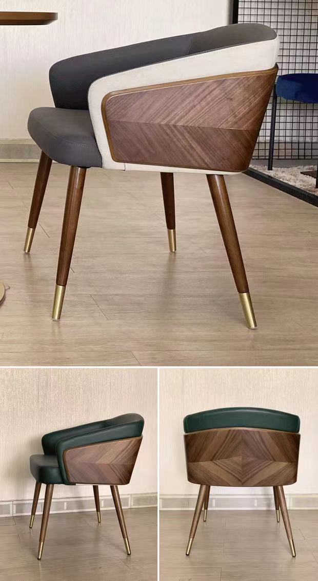 Leather & Walnut Side Chair - 4 Seasons Home Gadgets