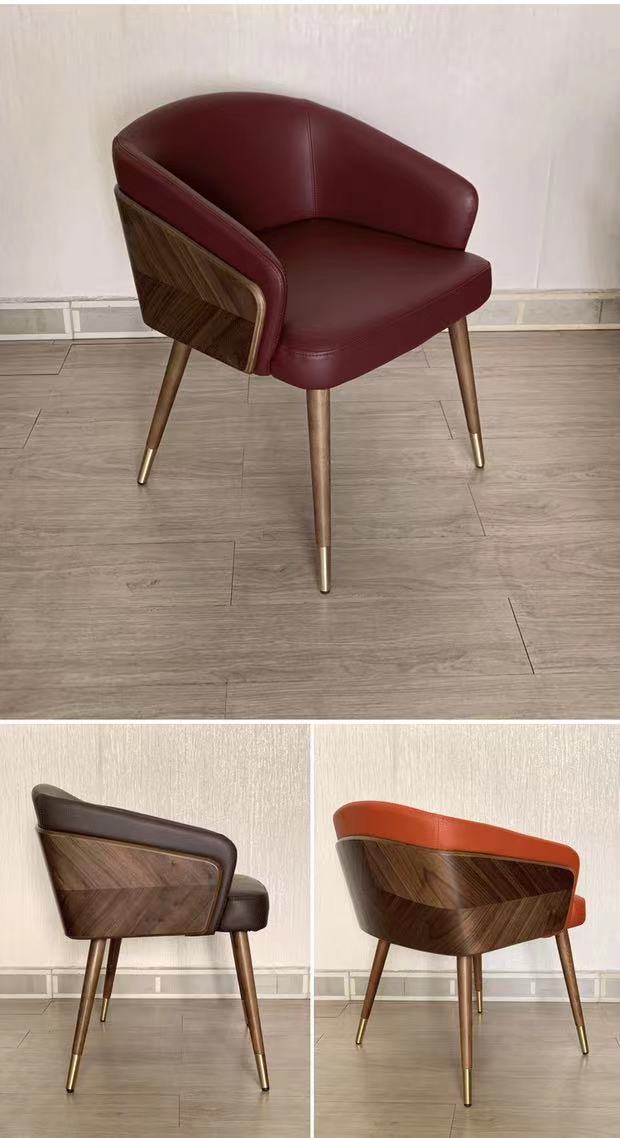 Leather & Walnut Side Chair - 4 Seasons Home Gadgets