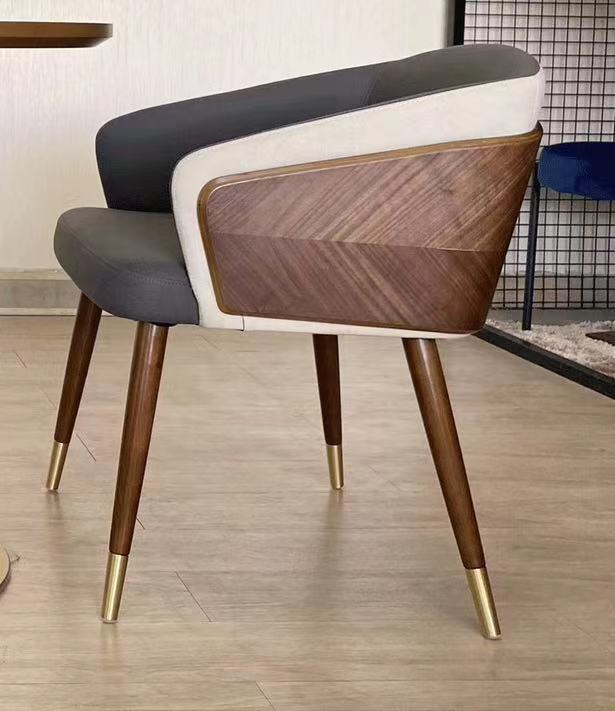 Leather & Walnut Side Chair - 4 Seasons Home Gadgets