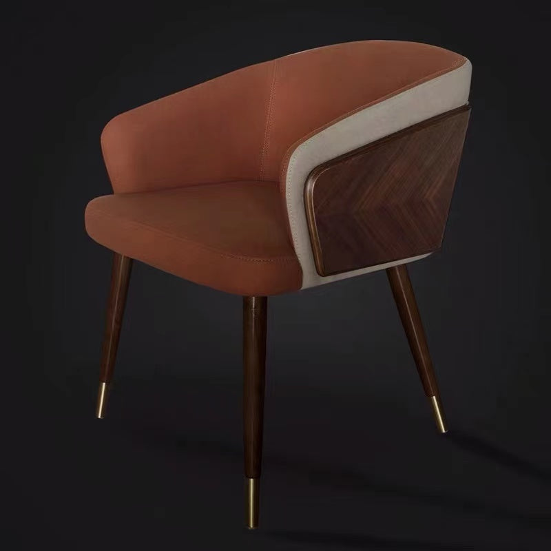 Leather & Walnut Side Chair - 4 Seasons Home Gadgets