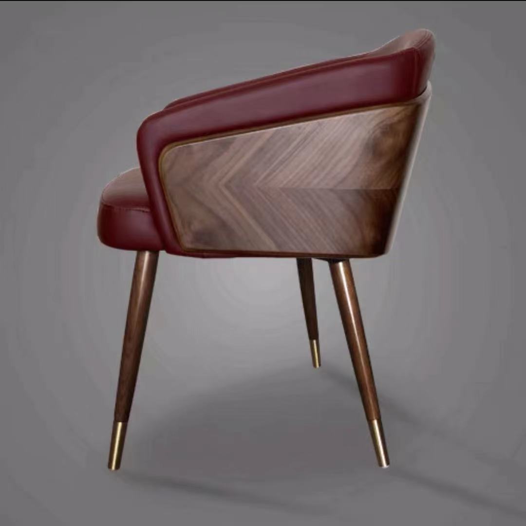 Leather & Walnut Side Chair - 4 Seasons Home Gadgets