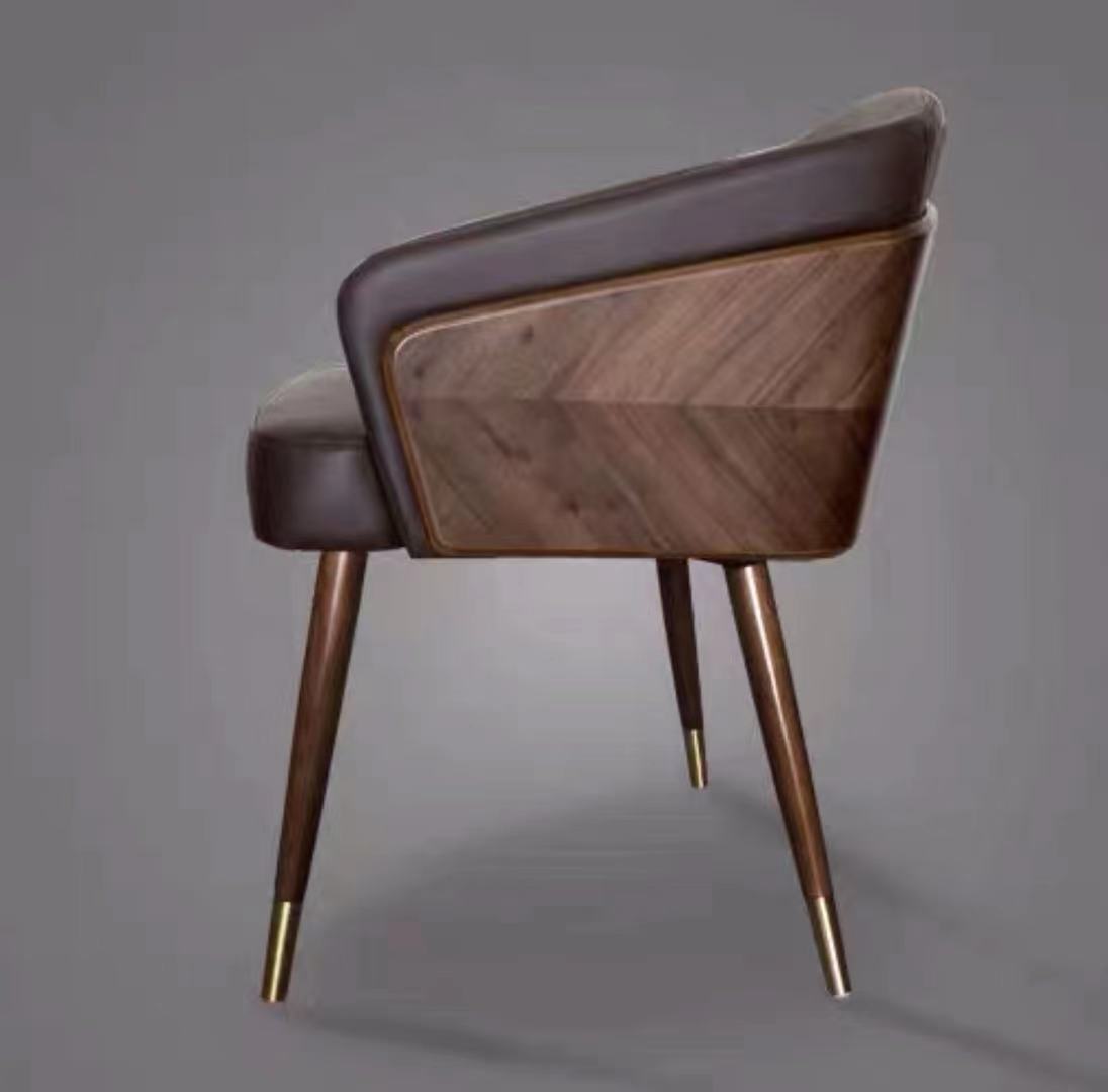 Leather & Walnut Side Chair - 4 Seasons Home Gadgets