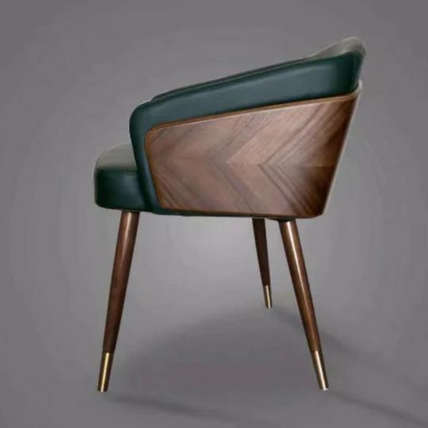 Leather & Walnut Side Chair - 4 Seasons Home Gadgets