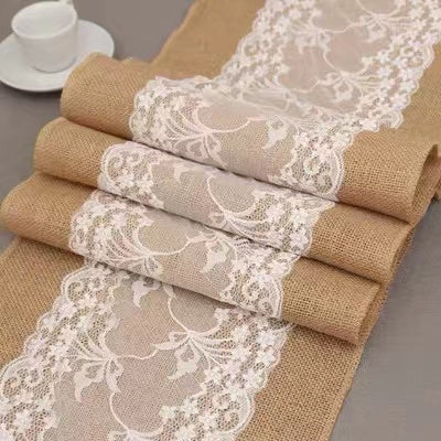 Linen Cotton Lace Table Runner - 4 Seasons Home Gadgets