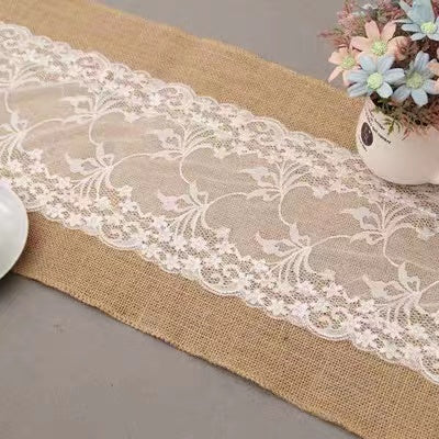 Linen Cotton Lace Table Runner - 4 Seasons Home Gadgets