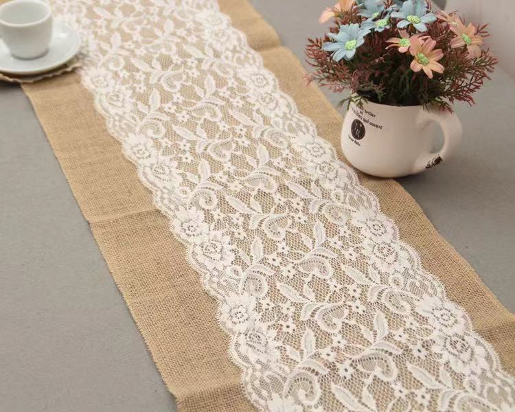 Linen Cotton Lace Table Runner - 4 Seasons Home Gadgets