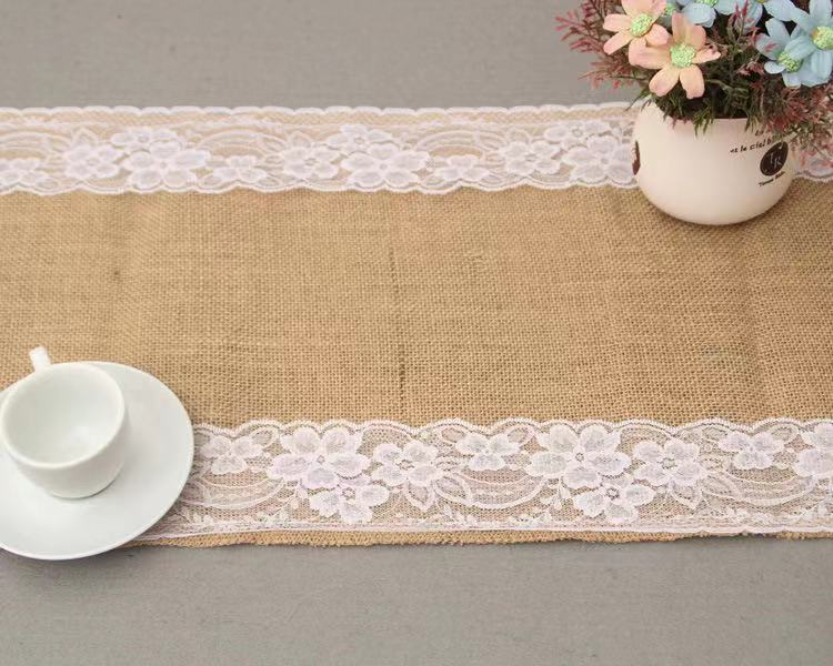 Linen Cotton Lace Table Runner - 4 Seasons Home Gadgets