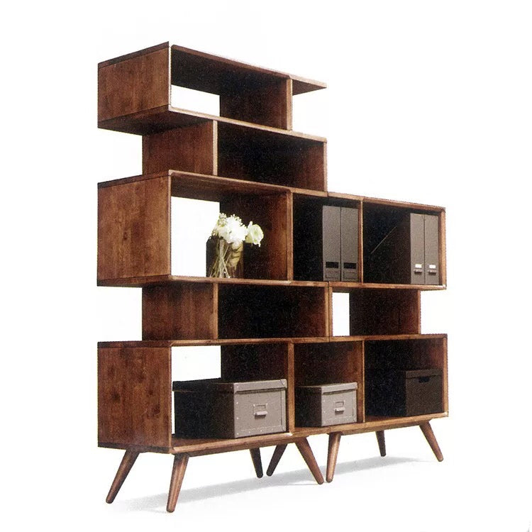 Loraine Solid Wood Geometric Bookcase - 4 Seasons Home Gadgets