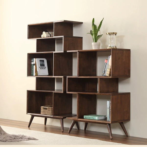 Loraine Solid Wood Geometric Bookcase - 4 Seasons Home Gadgets